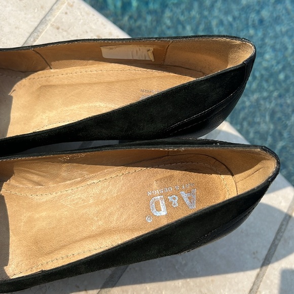 Black Pumps Size EU38 US7.5 Learher and Suede Bow Detail Front High Heel - Picture 4 of 12